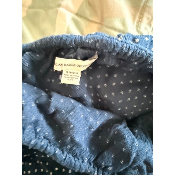 American Eagle Outfitters One Shoulder Top Blue Polka Dot Blouse Size S - Picture 3 of 5
